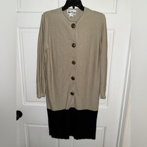 Ami Knits Women's Long Sleeve Beige and Black Dress